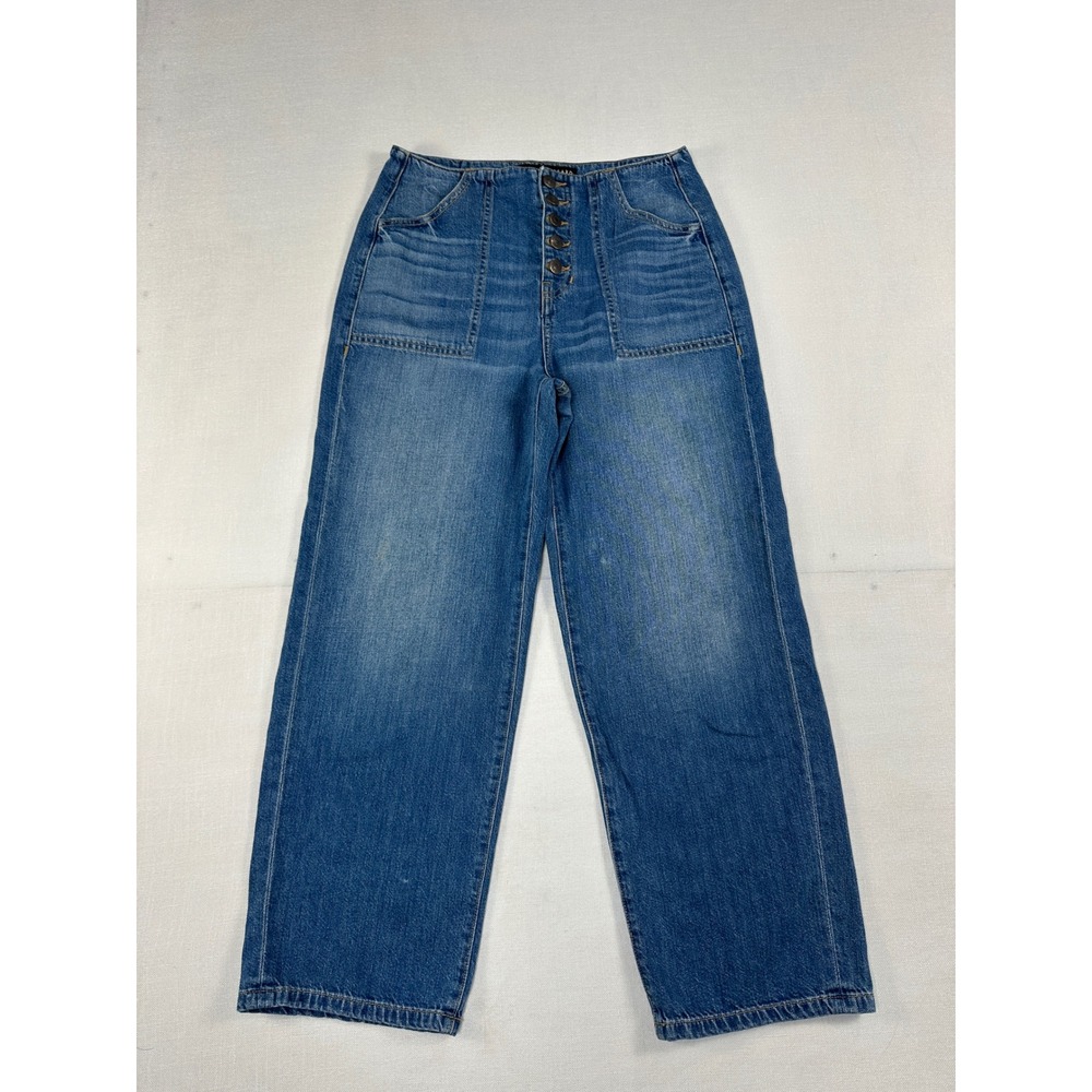 Veronica Beard Crosbie High Rise Wide Crop Jeans Juno Wash Blue Size 27/4 - Picture 2 of 8